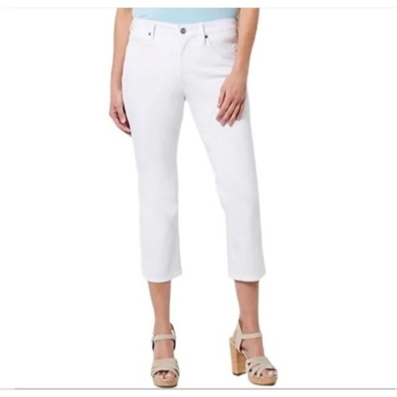 NYDJ Harper Crop Jeans Optic White Slimming High Rise Lift Tuck Technology Sz 2 - Picture 1 of 11